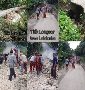 Ketua PAC Pemuda Pancasila Kecamatan Gunungsitoli Selatan Gerak Cepat Menangani Lonsor Badan Jalan Dusun III Desa Lololakha.