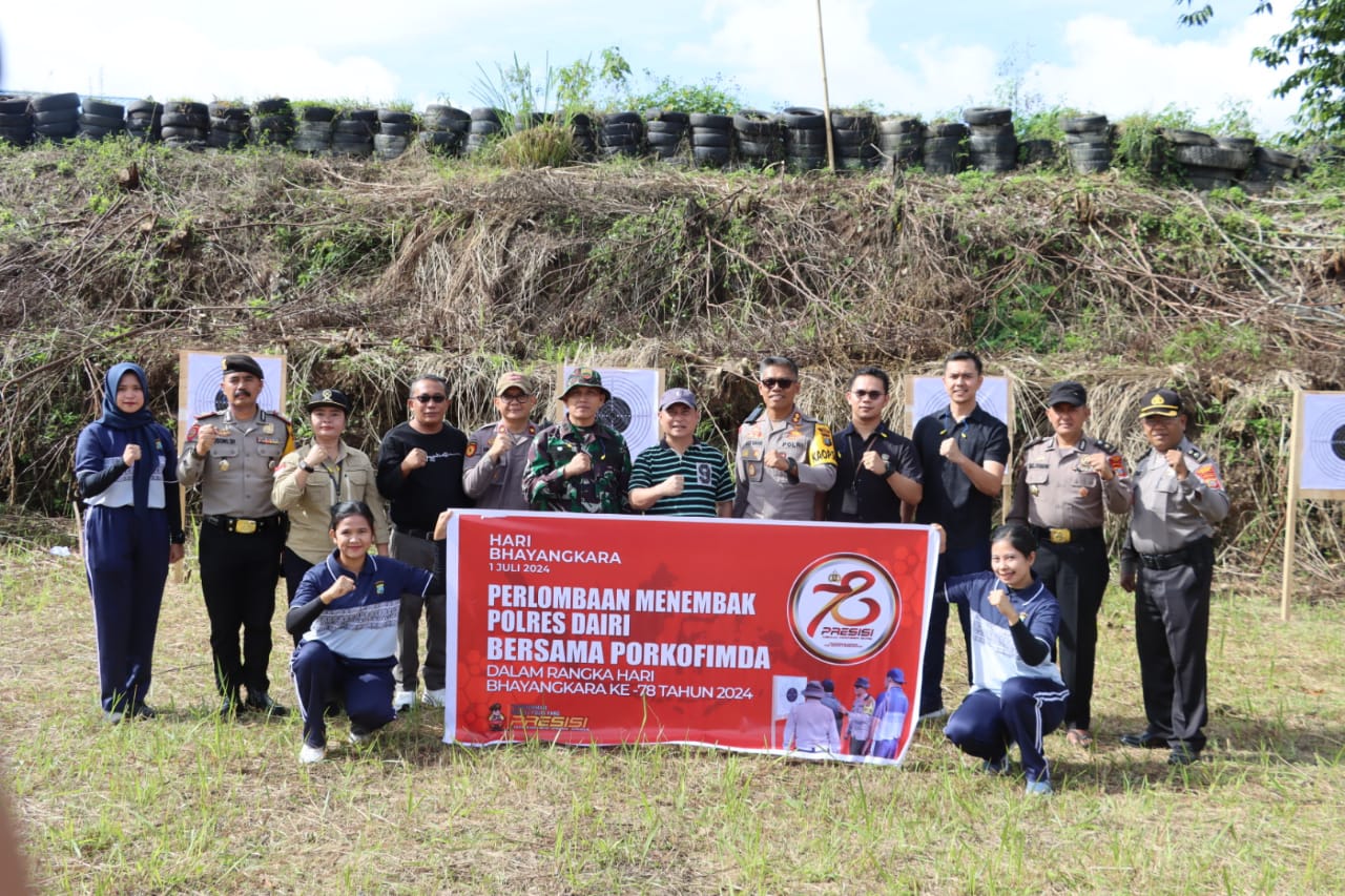 Sambut Hari Bhayangkara Ke-78, Polres Dairi Gelar Perlombaan Menembak Bersama Forkopimda