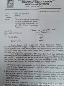 Pangulu Parbutaran ,BPD Dan BKM Masjid Jami Nurul Huda Layangkan Surat Komfirmasi Ke Polres