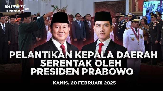 Sejarah Indonesia Dilakukan Presiden Melantik Secara Serentak  Gubernur dan Wakilnya Juga Walikota Wakil Walikota Bupati dan Wakil Bupati di Istana Merdeka Bersamaan.